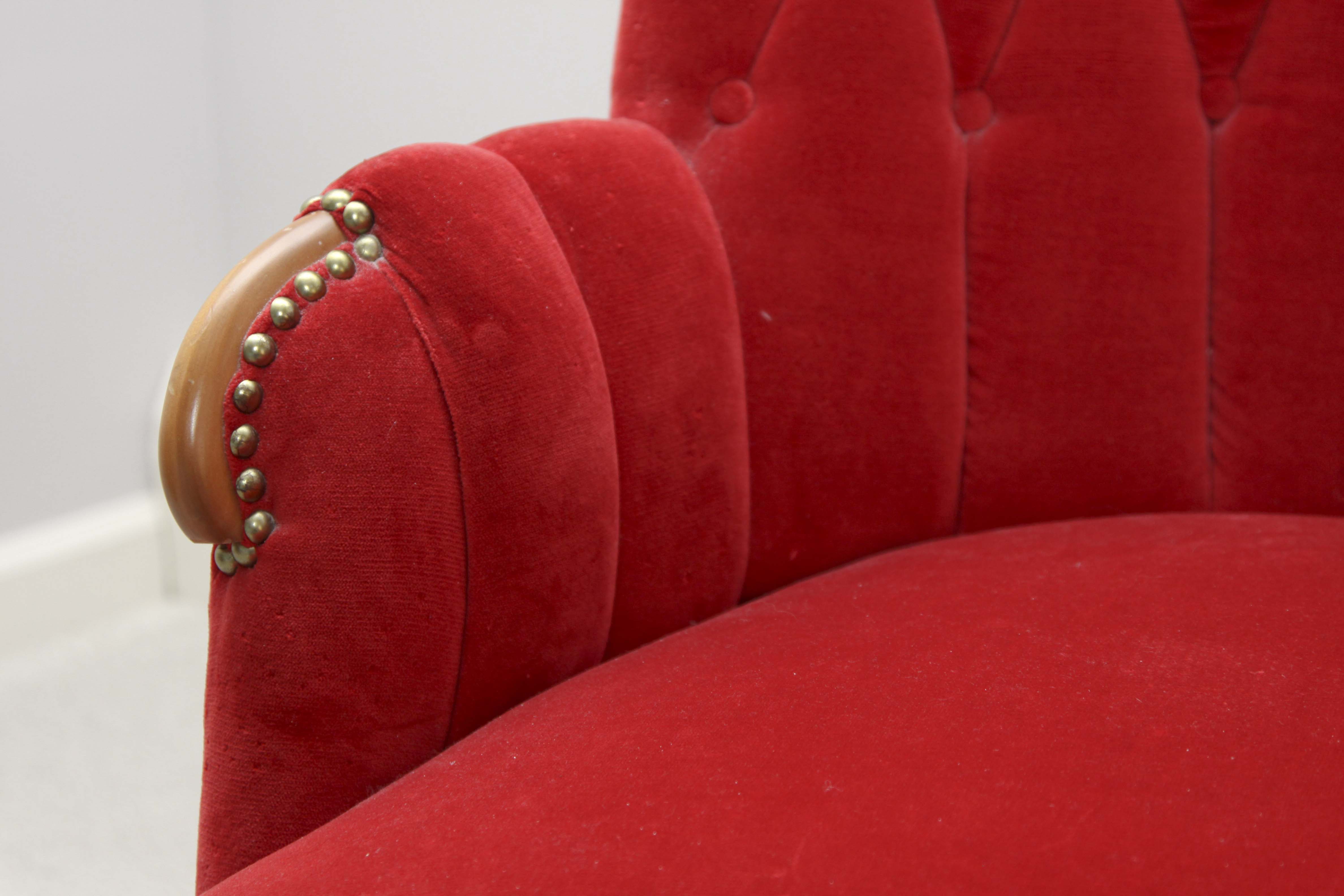 Pair of Victorian Style  Red Velvet Chairs