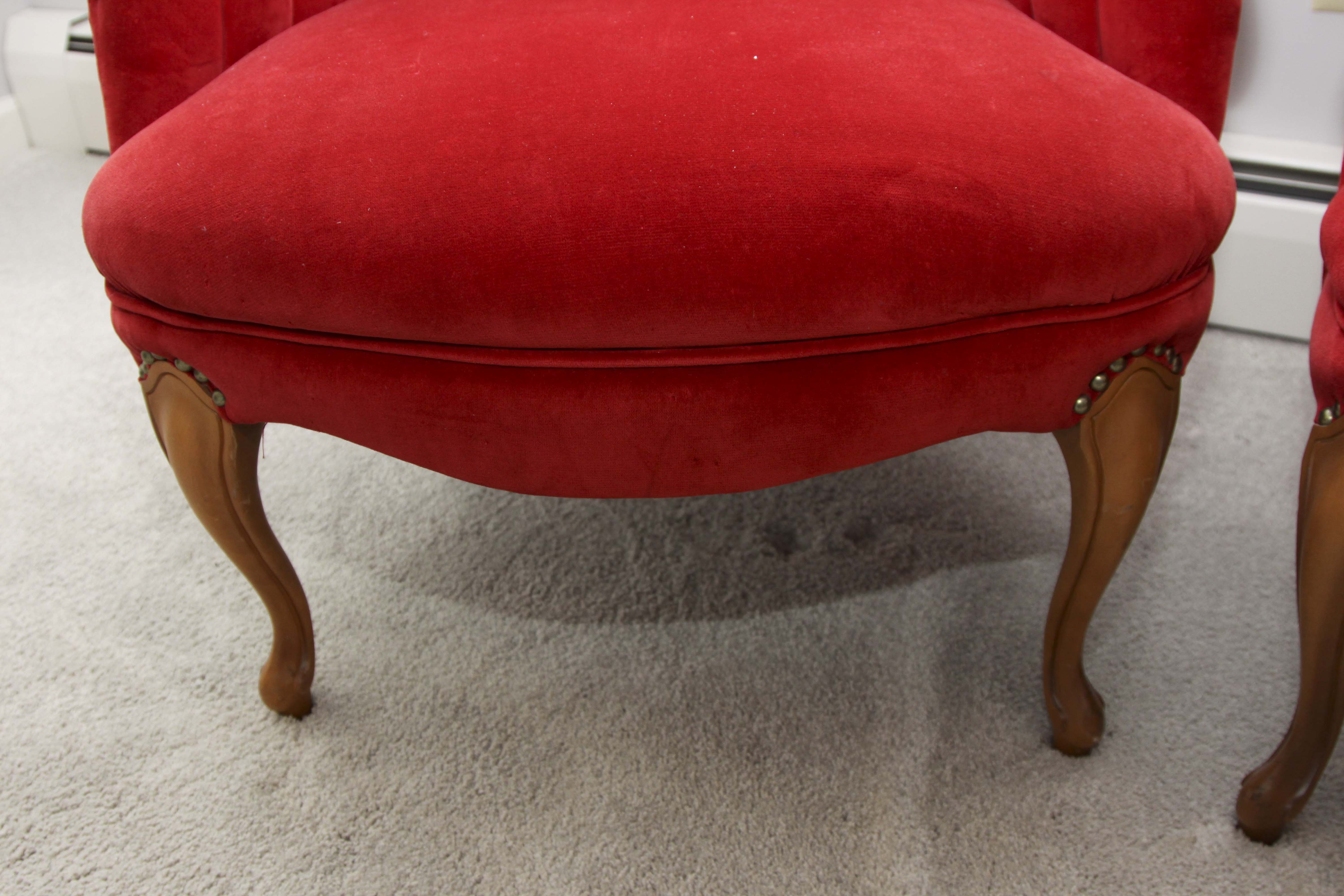 Pair of Victorian Style  Red Velvet Chairs