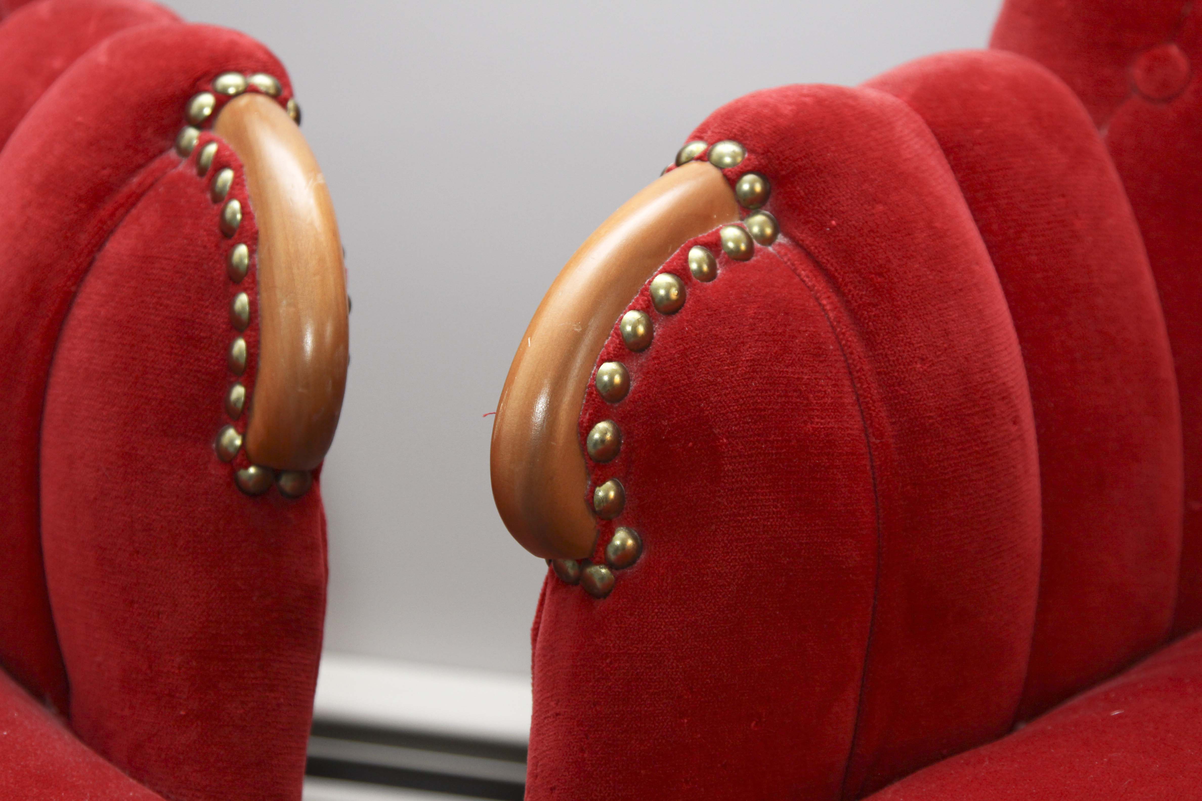 Pair of Victorian Style  Red Velvet Chairs