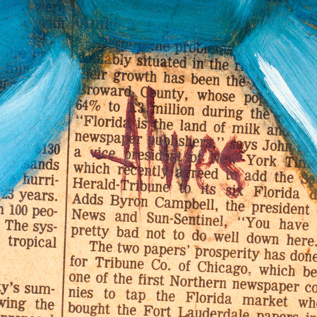 Framed Clown  Oil Portrait on The Wall Street Journal  by John Bernard Alwes