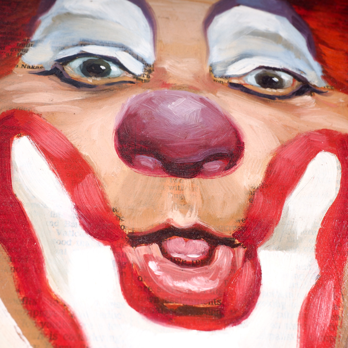 Framed Clown  Oil Portrait on The Wall Street Journal  by John Bernard Alwes