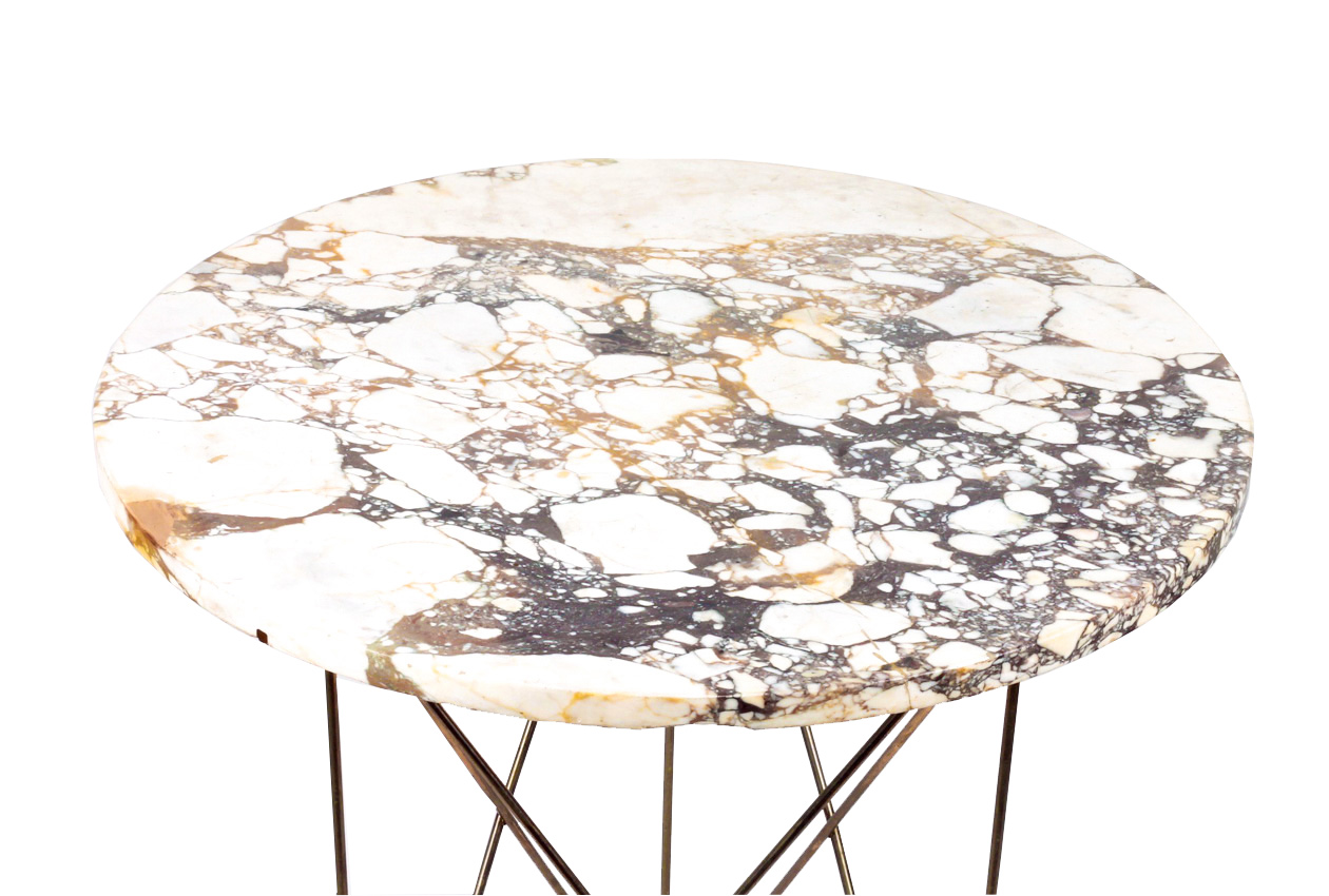 Mid Century White Marble Side Table