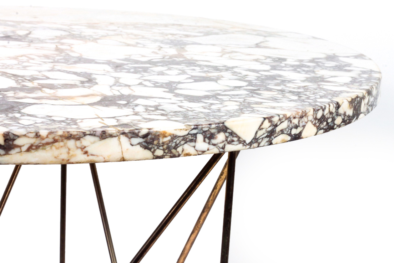 Mid Century White Marble Side Table