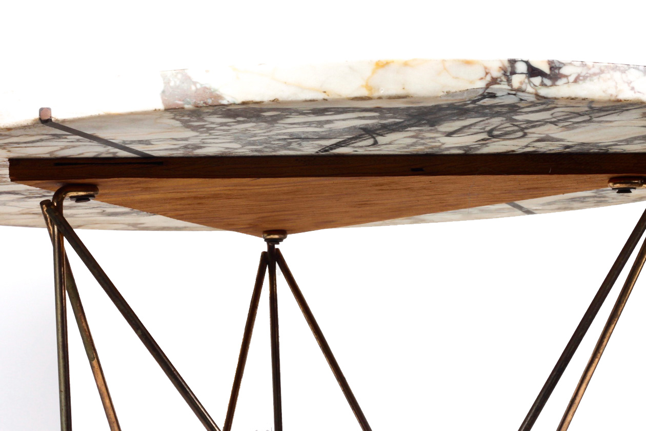 Mid Century White Marble Side Table