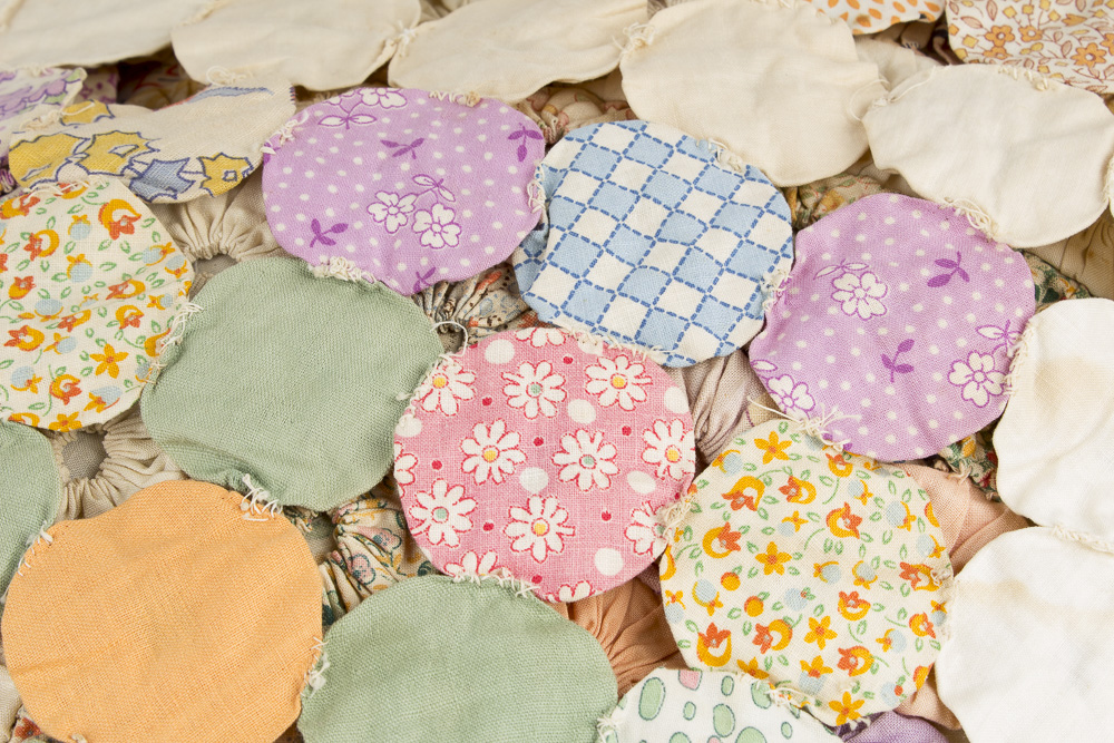 Handmade Colorful Round Pleated Circle Quilt