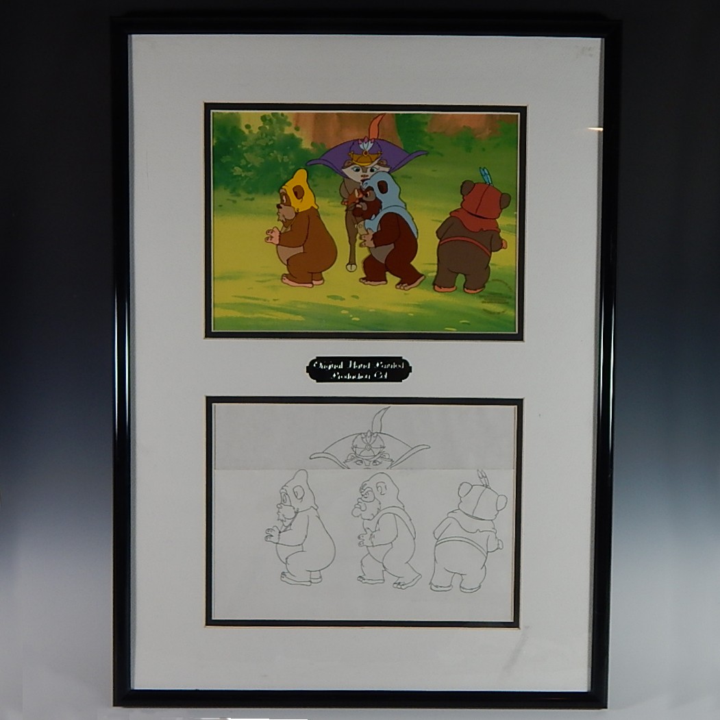 1980's Animation Drawing and Hand Painted Cel "Star Wars Ewoks"