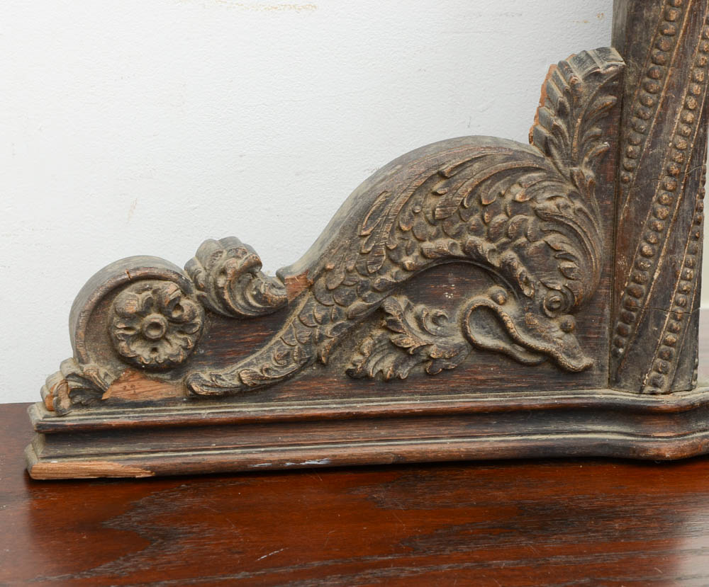 Vintage Ornate Walnut Vanity Desk with Mirror
