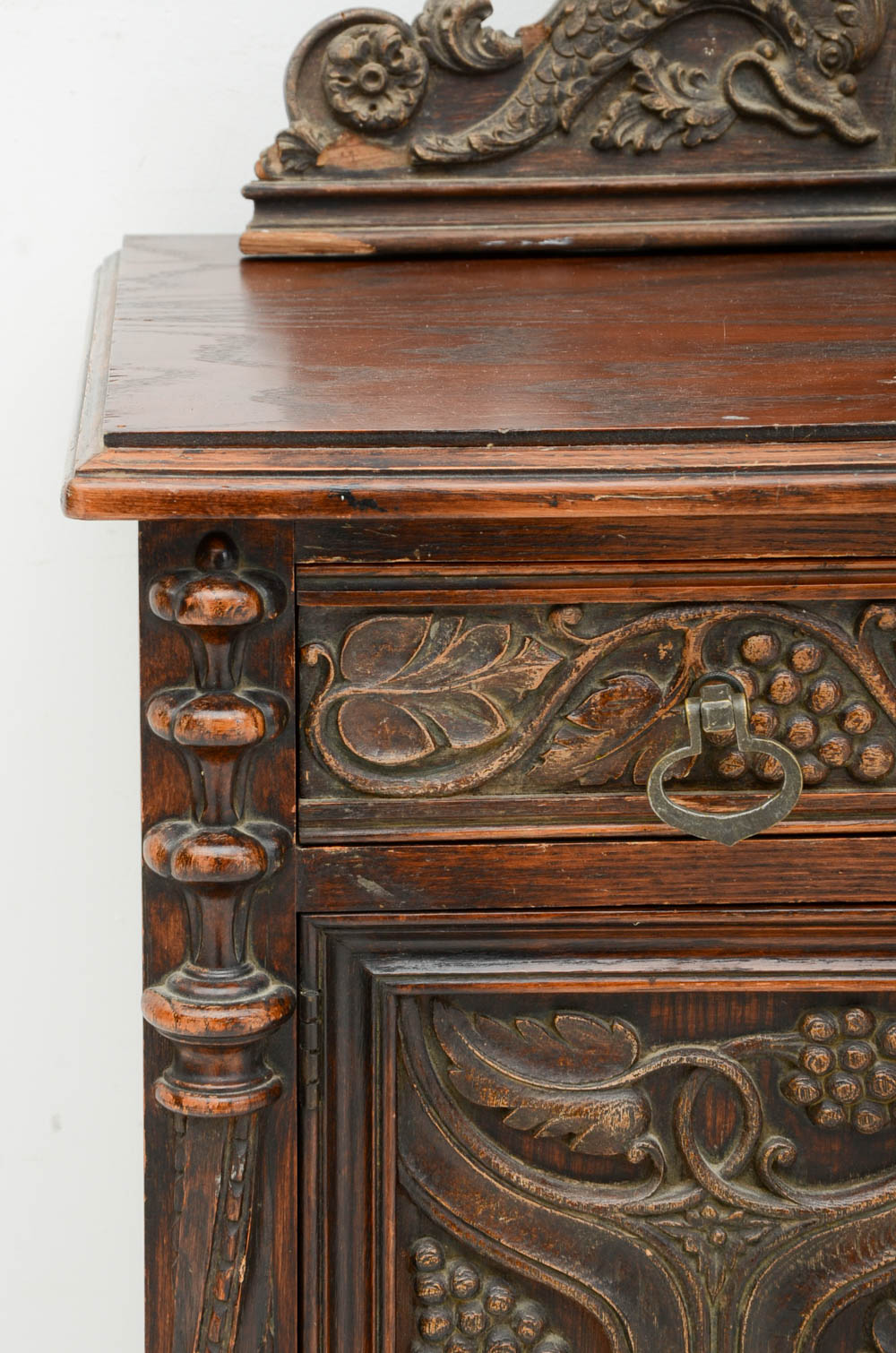 Vintage Ornate Walnut Vanity Desk with Mirror