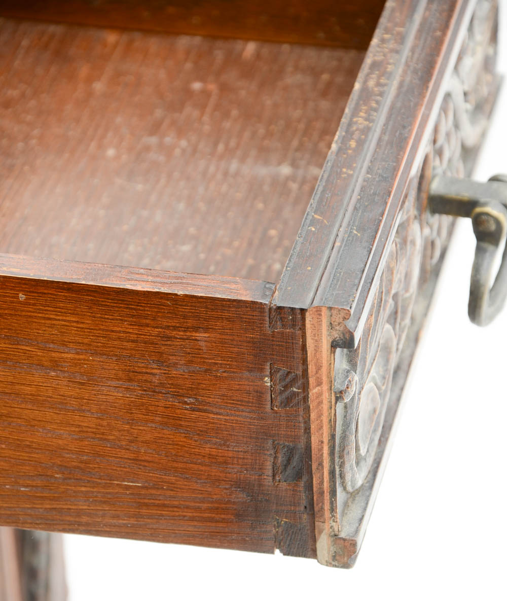 Vintage Ornate Walnut Vanity Desk with Mirror
