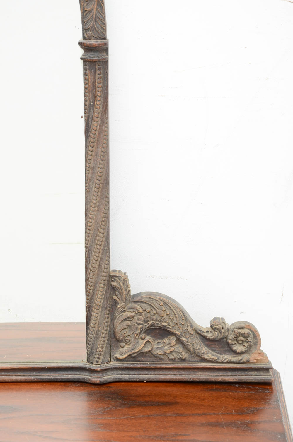 Vintage Ornate Walnut Vanity Desk with Mirror