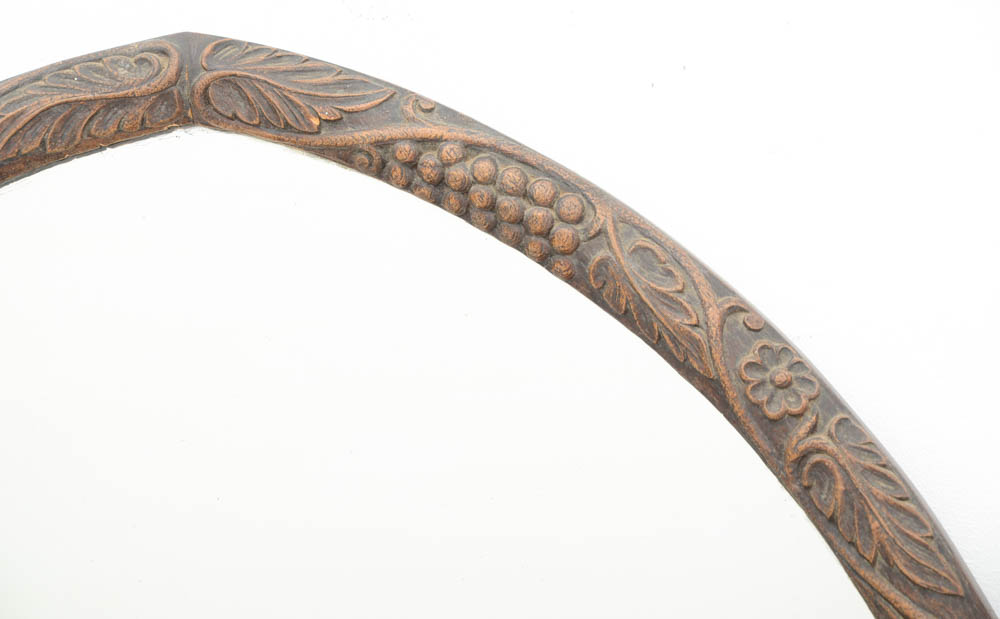 Vintage Ornate Walnut Vanity Desk with Mirror