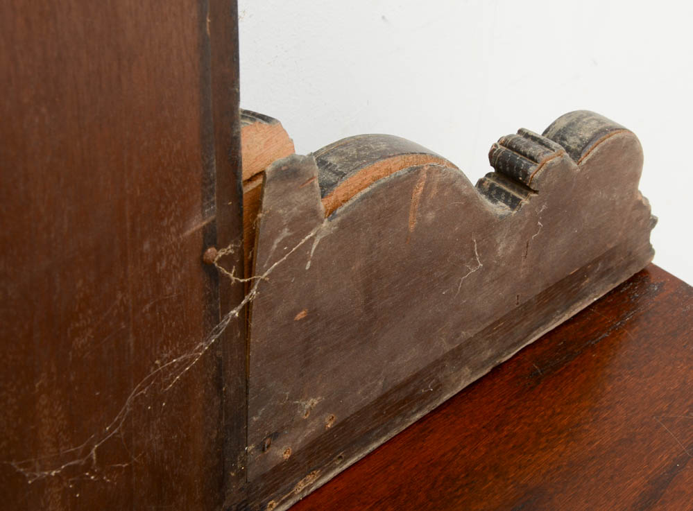 Vintage Ornate Walnut Vanity Desk with Mirror