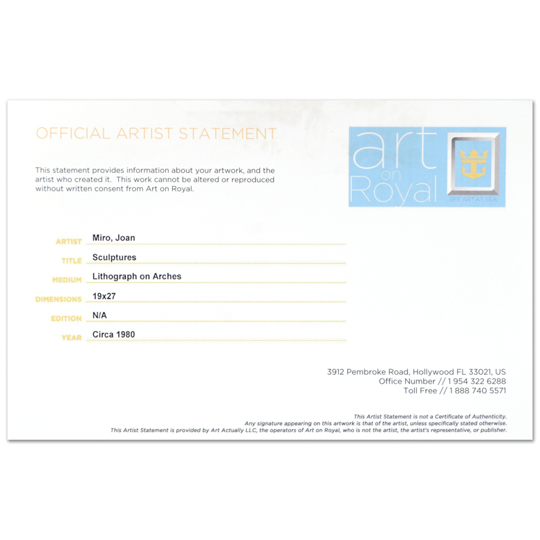 Joan Miró Lithograph "Sculptures"