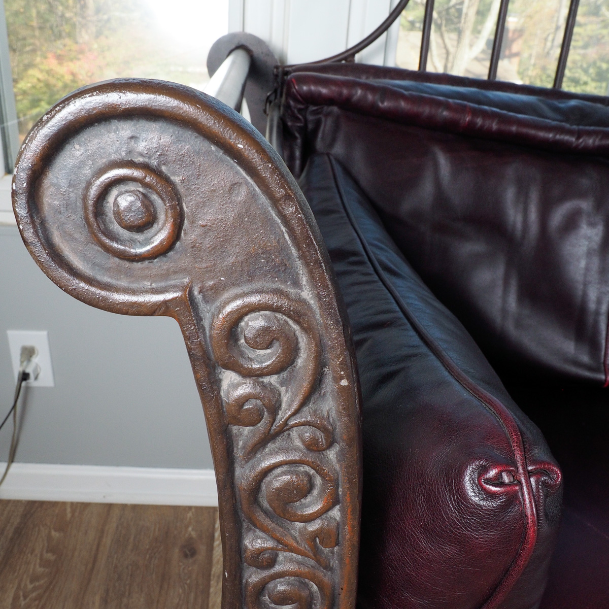 Chocolate Leather "Ernest Hemingway" Iron Sofa By Thomasville