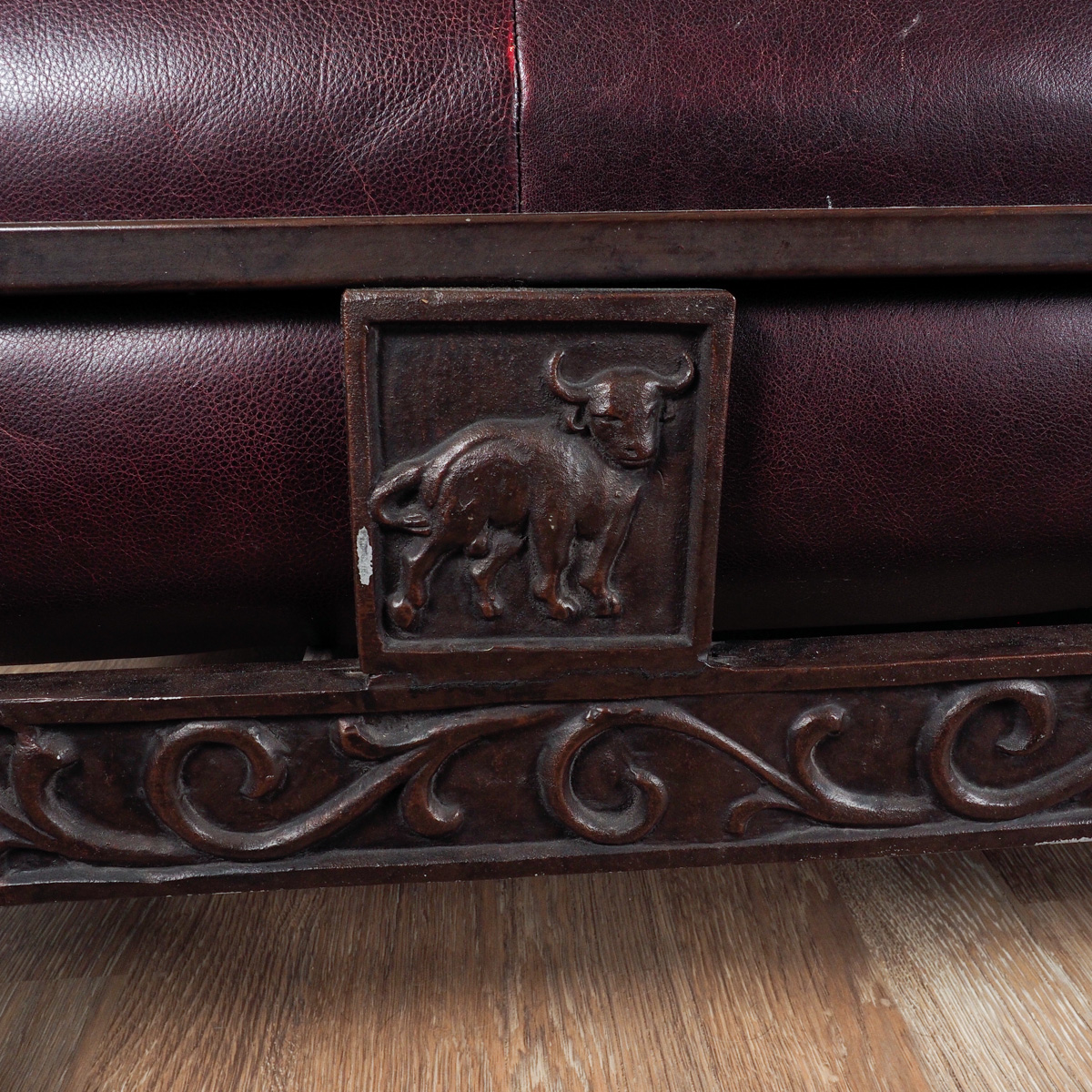 Chocolate Leather "Ernest Hemingway" Iron Sofa By Thomasville