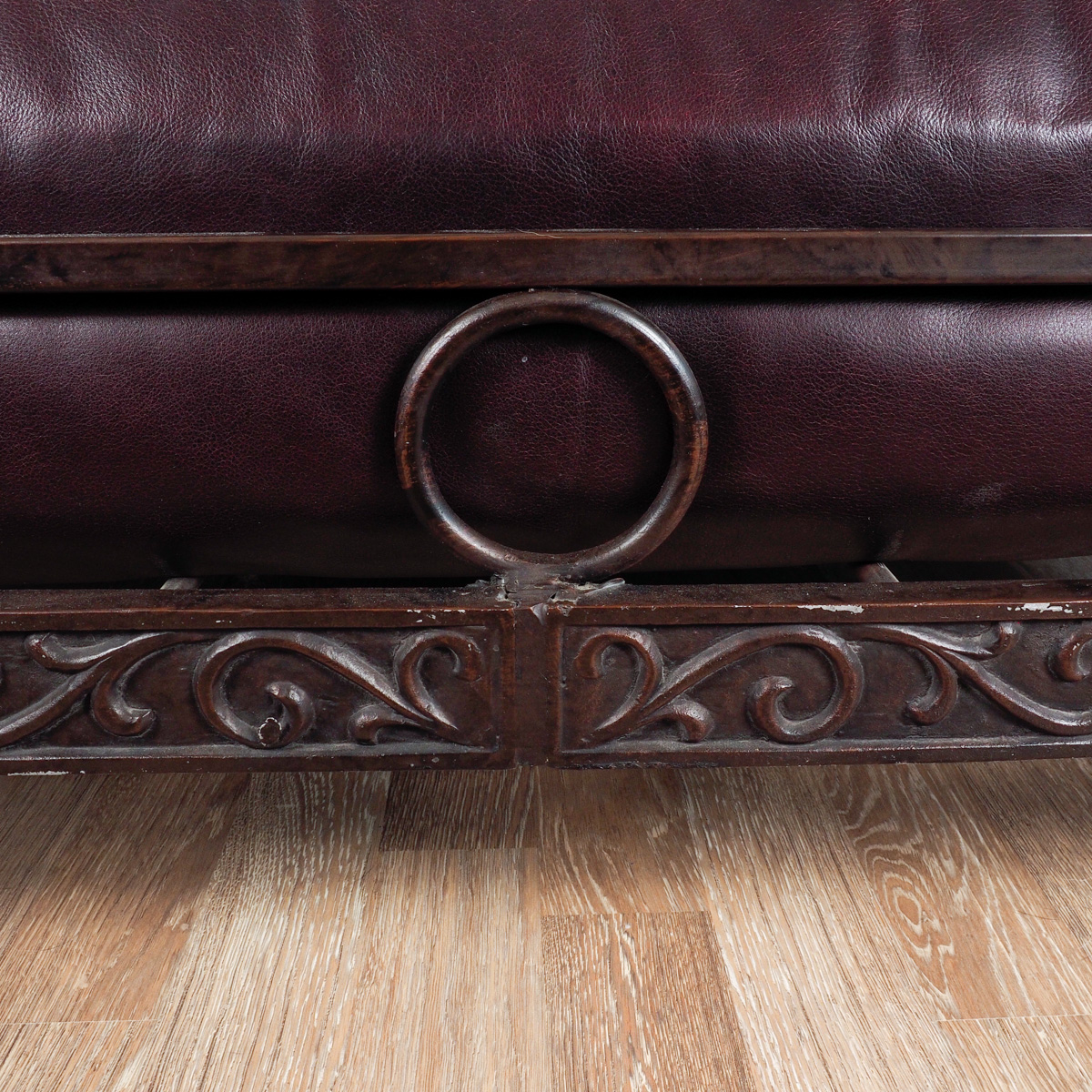 Chocolate Leather "Ernest Hemingway" Iron Sofa By Thomasville