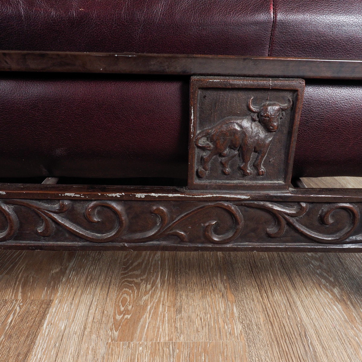 Chocolate Leather "Ernest Hemingway" Iron Sofa By Thomasville