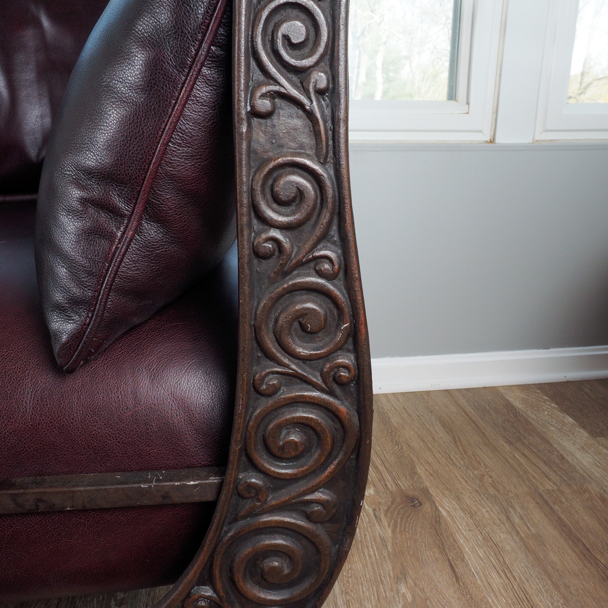 Chocolate Leather "Ernest Hemingway" Iron Sofa By Thomasville