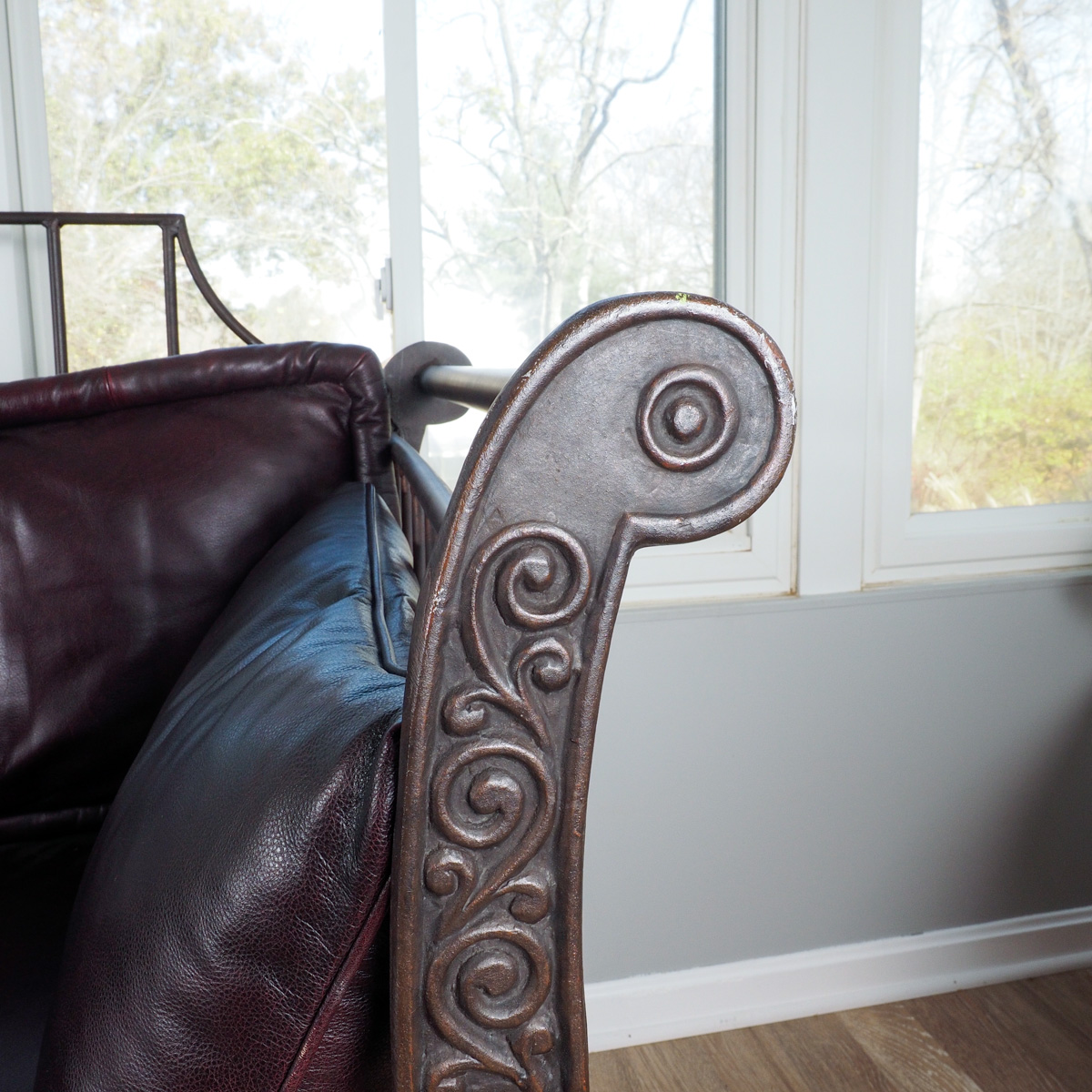 Chocolate Leather "Ernest Hemingway" Iron Sofa By Thomasville