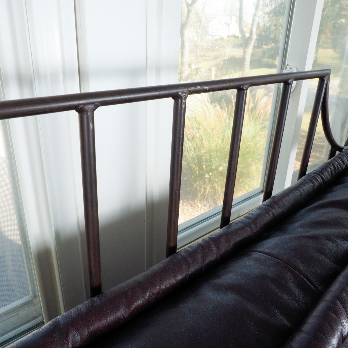 Chocolate Leather "Ernest Hemingway" Iron Sofa By Thomasville