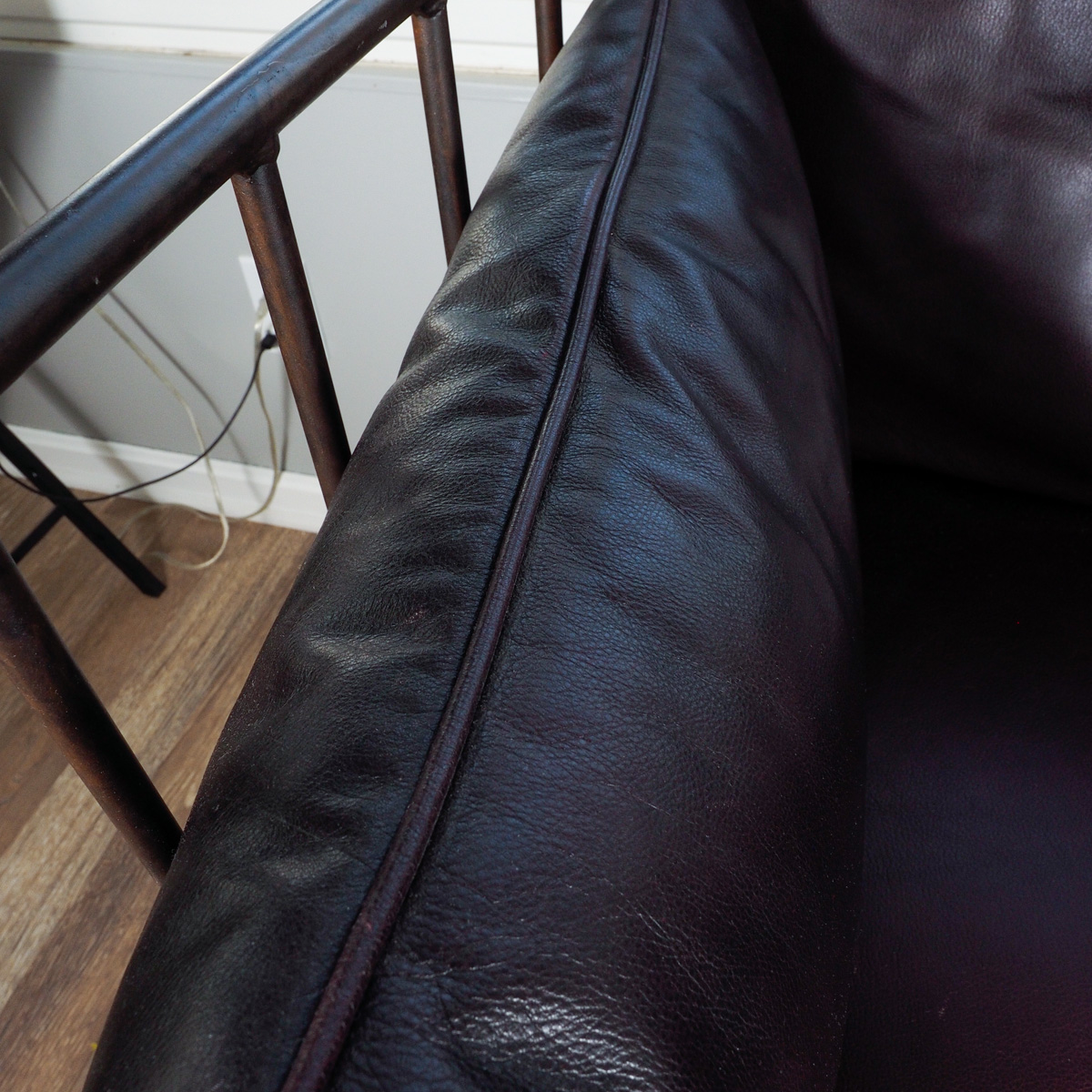 Chocolate Leather "Ernest Hemingway" Iron Sofa By Thomasville