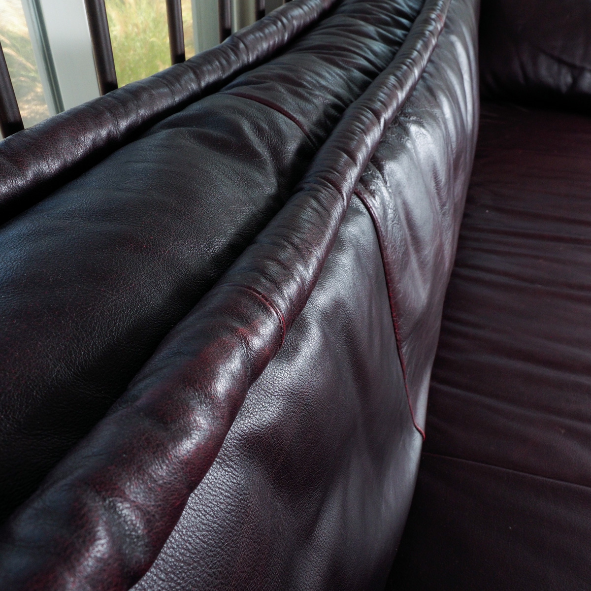 Chocolate Leather "Ernest Hemingway" Iron Sofa By Thomasville