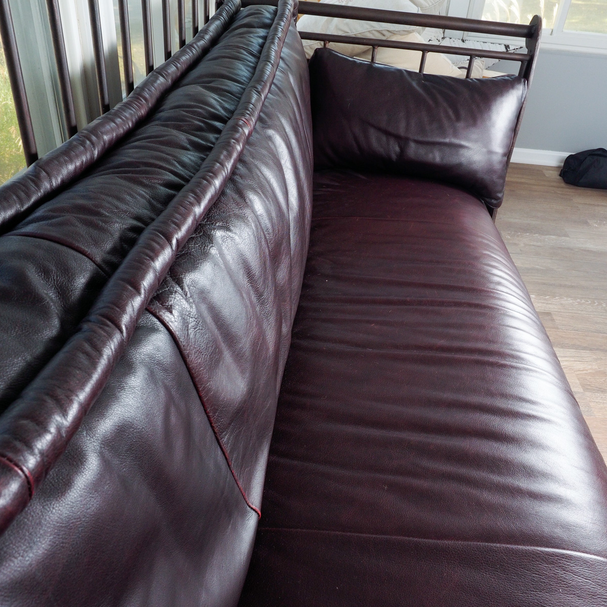 Chocolate Leather "Ernest Hemingway" Iron Sofa By Thomasville