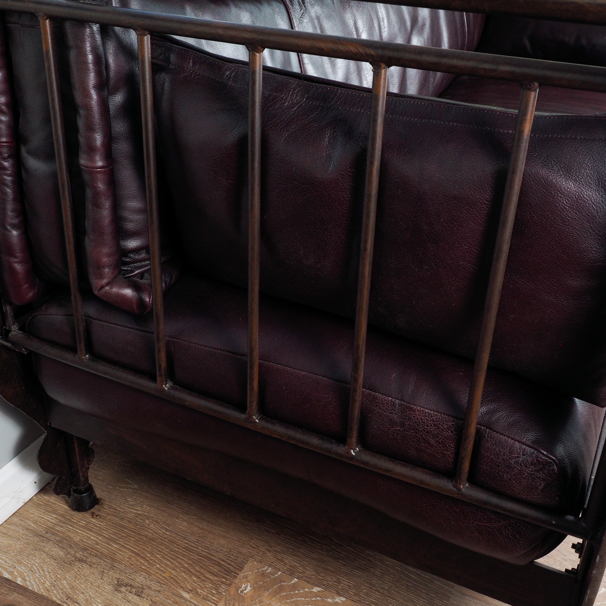 Chocolate Leather "Ernest Hemingway" Iron Sofa By Thomasville