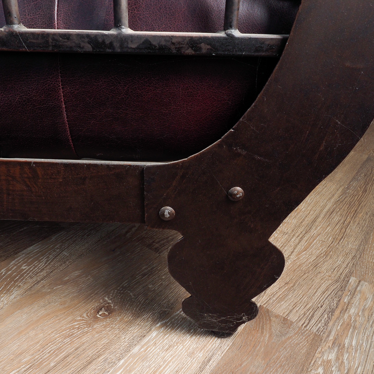 Chocolate Leather "Ernest Hemingway" Iron Sofa By Thomasville