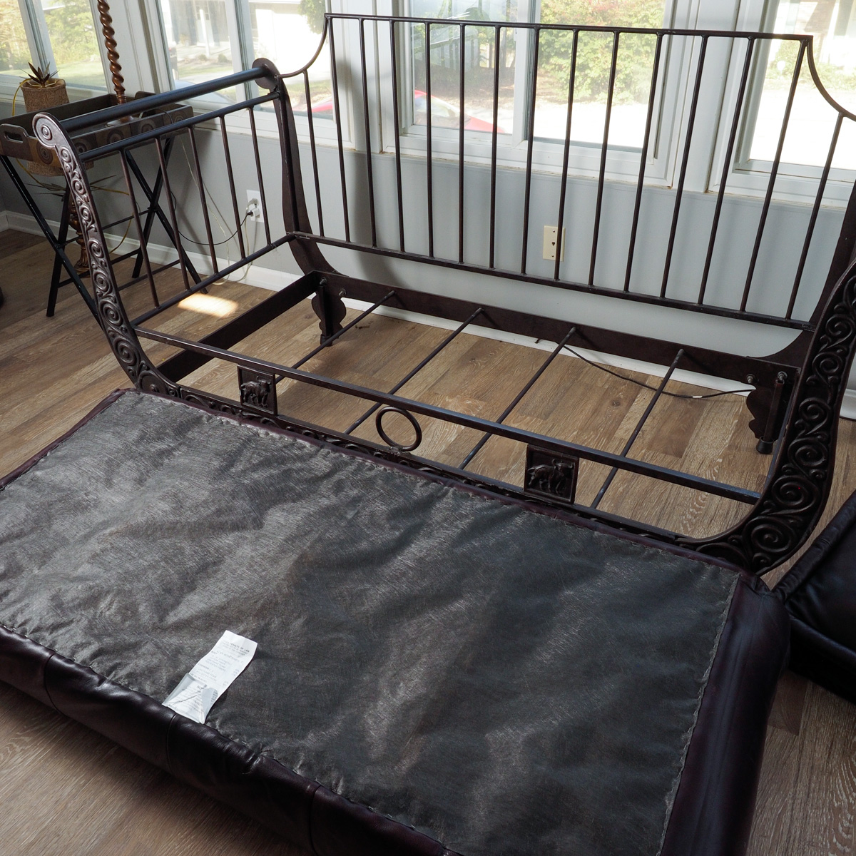 Chocolate Leather "Ernest Hemingway" Iron Sofa By Thomasville