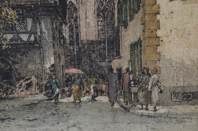 Luigi Kasimir Signed Aquatint Etching "Freiburg Cathedral"