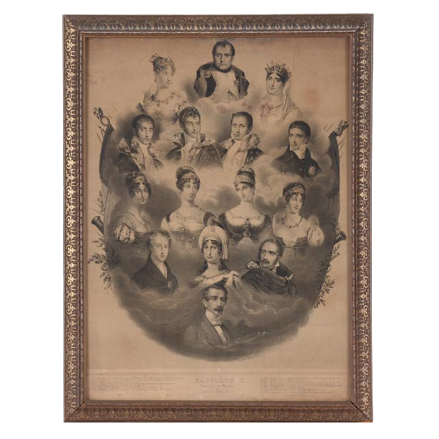 Antique 19th-Century Lithograph "Napoléon 1er. Empereur des Francais et sa Famille"