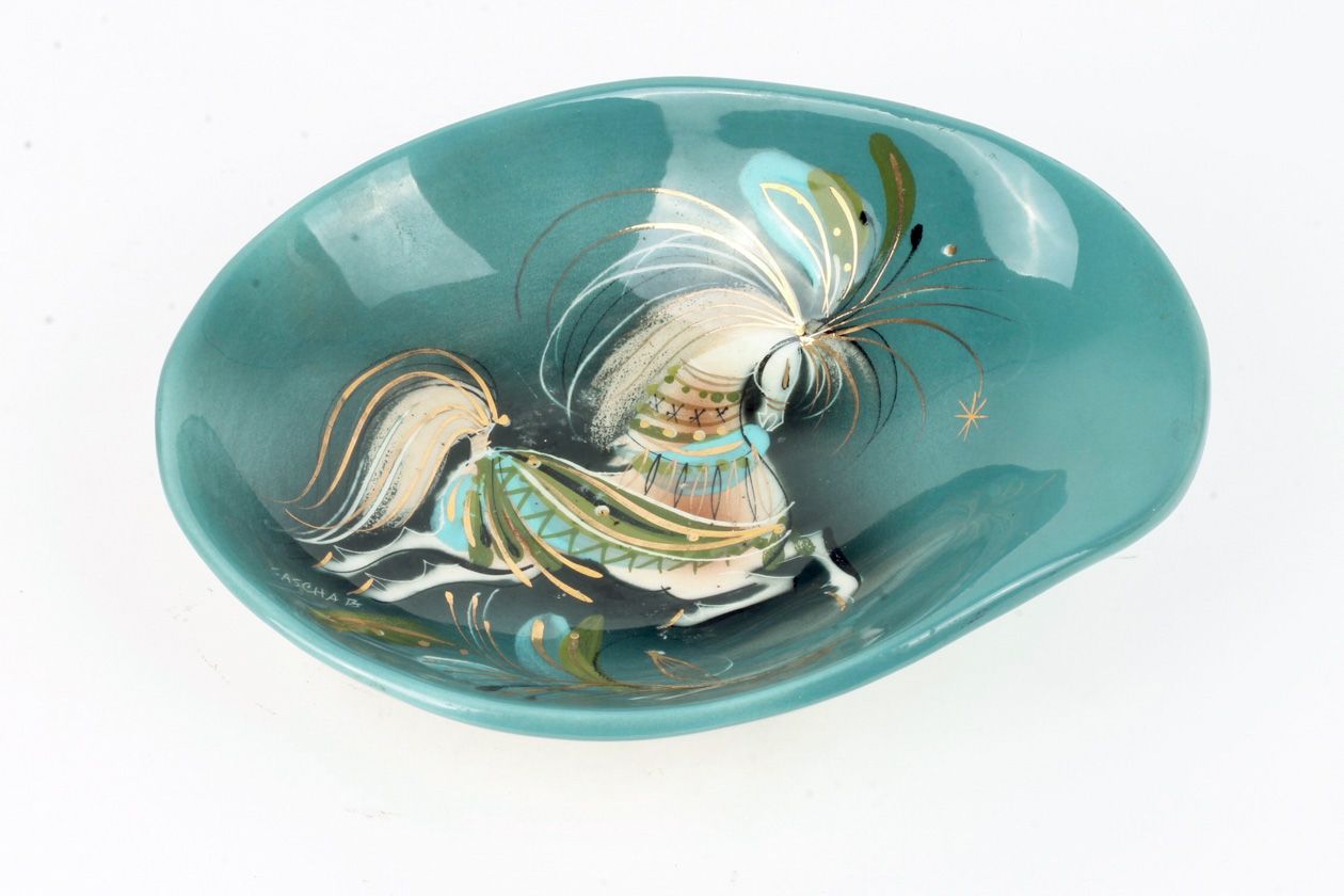 Vintage Sascha Brastoff Ceramic Star and Steed Dish