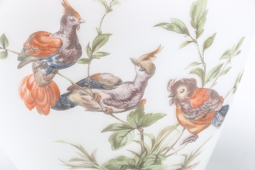 Vintage Italian Satin Art Glass Bird Vase