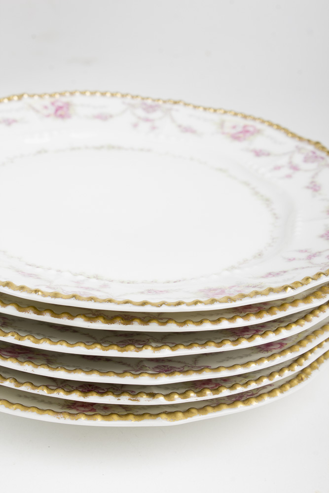 Assortment of Haviland and Limoges Pink Floral Dishes