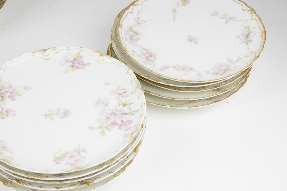 Assortment of Haviland and Limoges Pink Floral Dishes