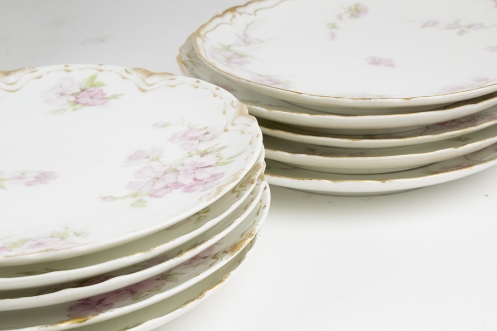 Assortment of Haviland and Limoges Pink Floral Dishes