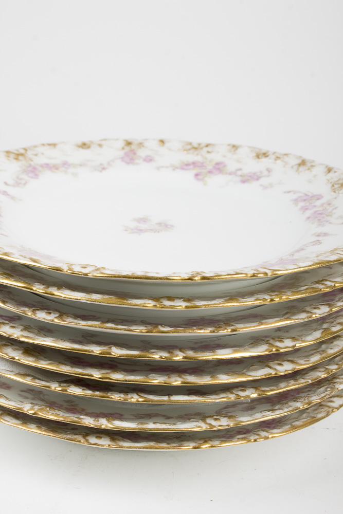Assortment of Haviland and Limoges Pink Floral Dishes