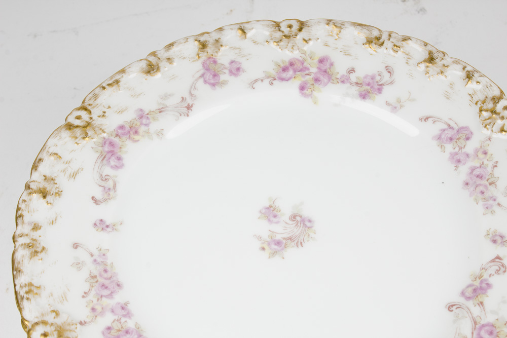 Assortment of Haviland and Limoges Pink Floral Dishes
