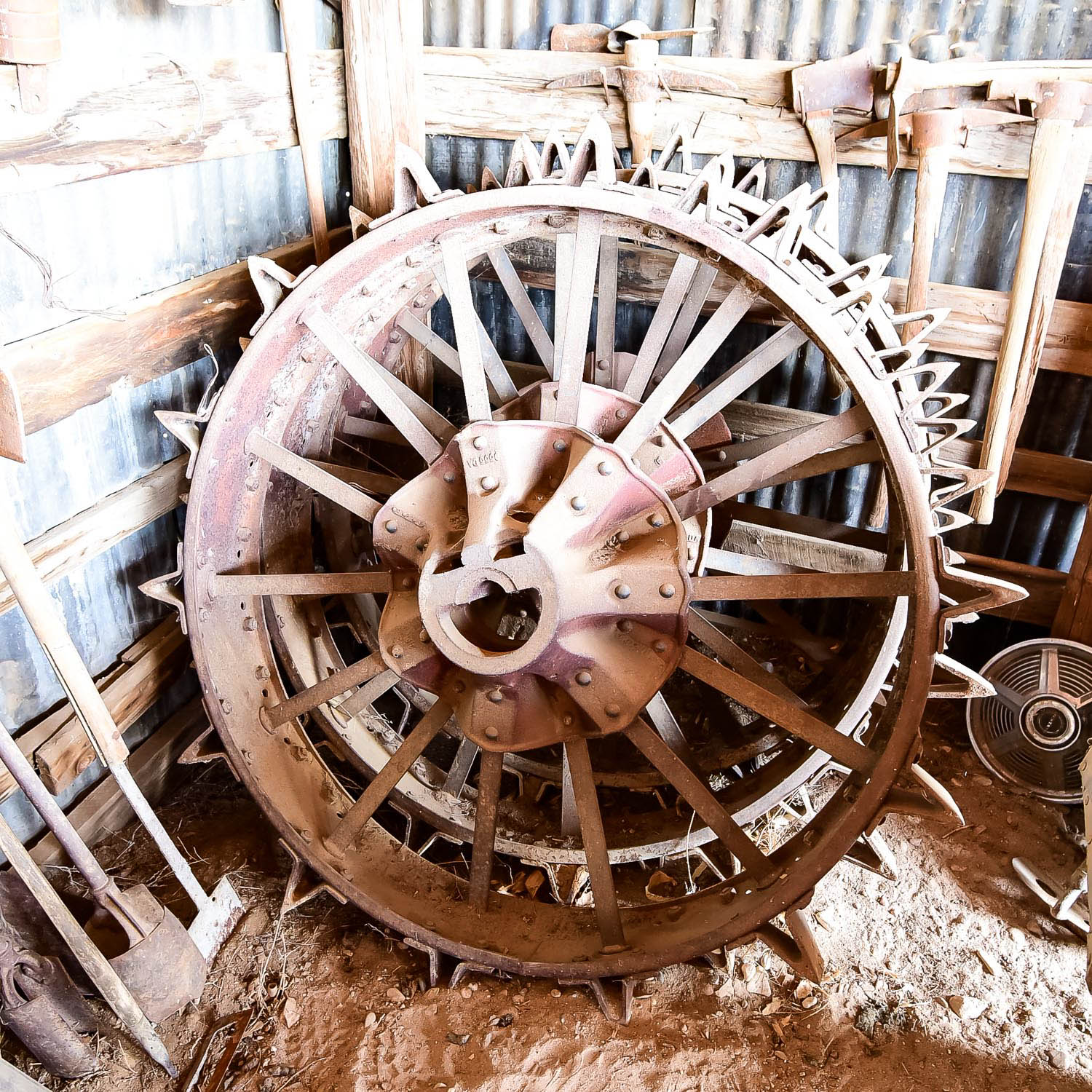 Set of Three Large Cast Iron Tractor Wheels