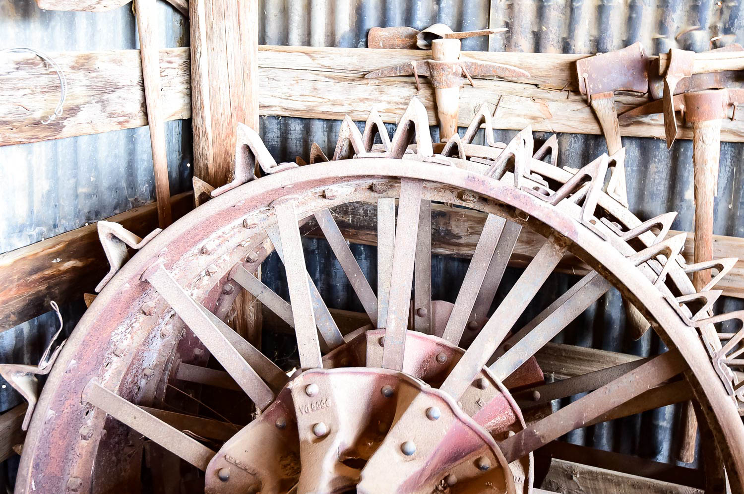 Set of Three Large Cast Iron Tractor Wheels