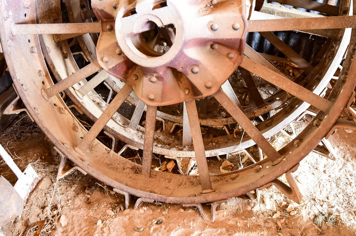 Set of Three Large Cast Iron Tractor Wheels