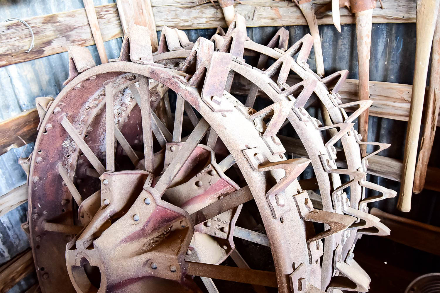 Set of Three Large Cast Iron Tractor Wheels
