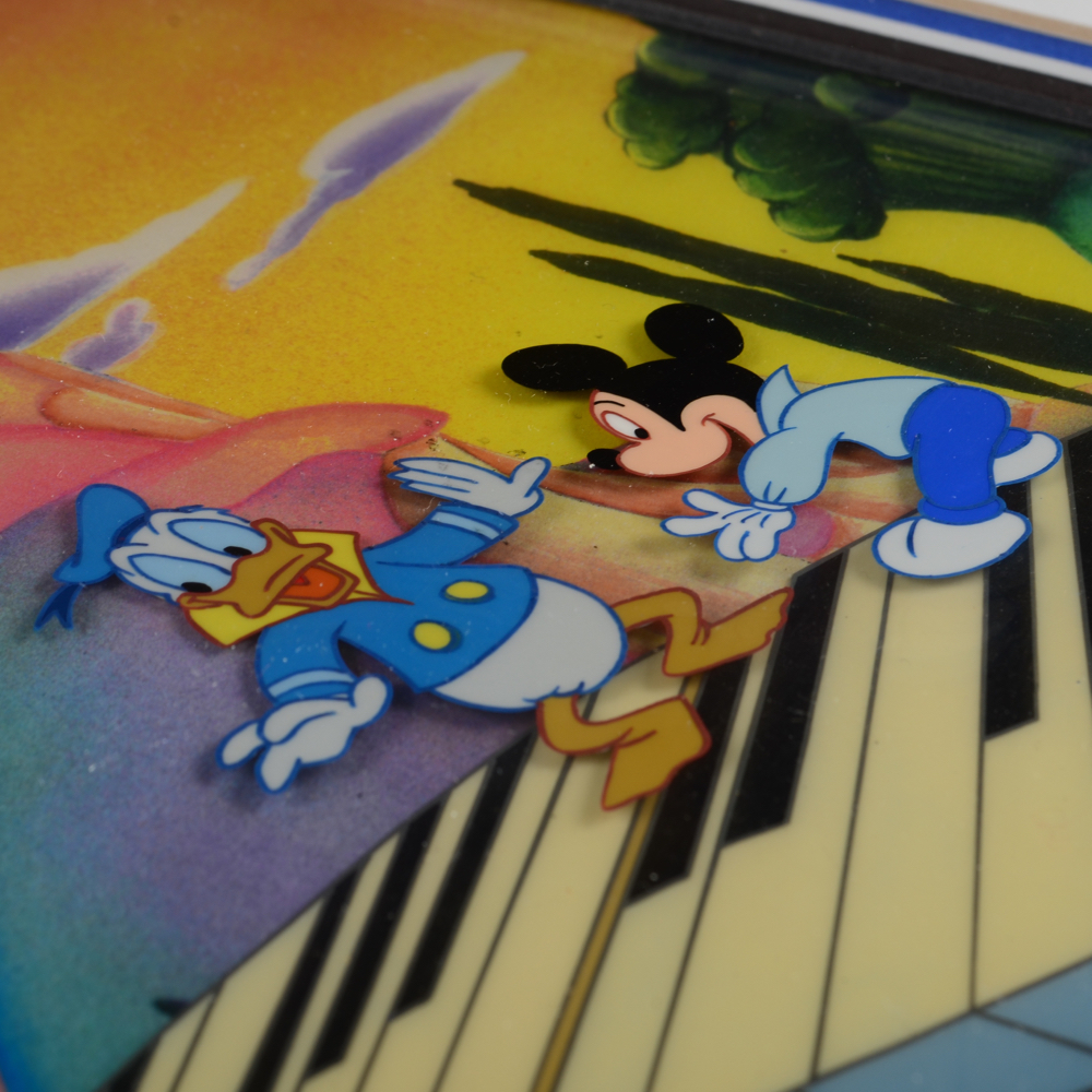 Hand Painted Disney Production Cell of Mickey Mouse, Goofy and Donald Duck