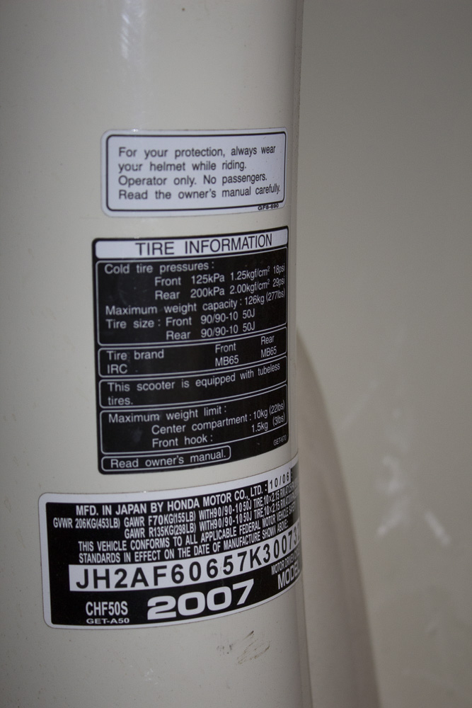 2007 Honda Metropolitan Gas-Powered Scooter