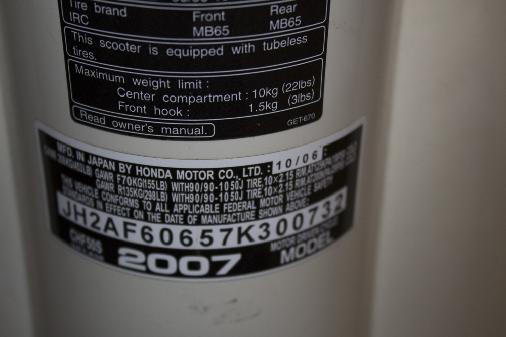 2007 Honda Metropolitan Gas-Powered Scooter