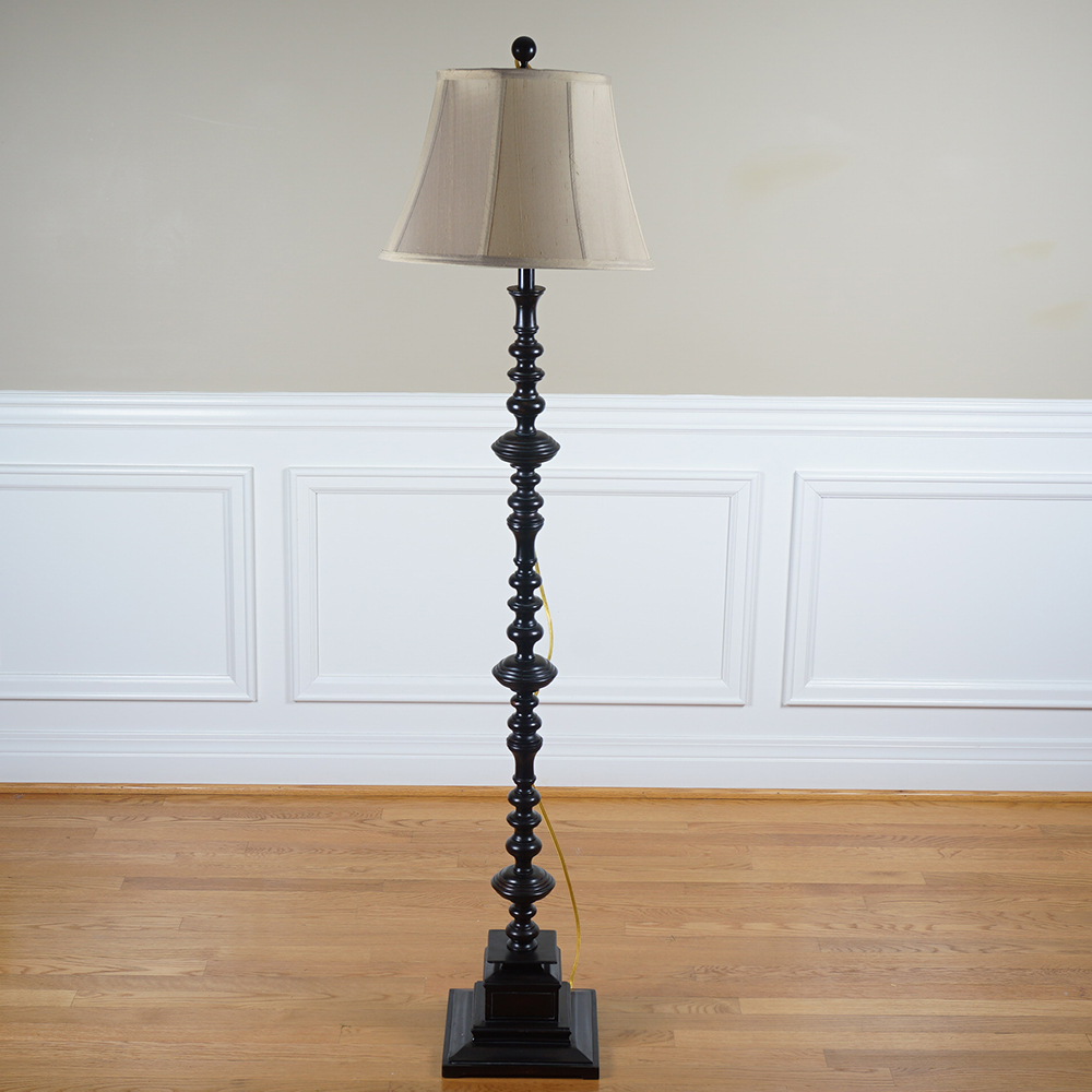 Black Bobbin Turned Floor Lamp