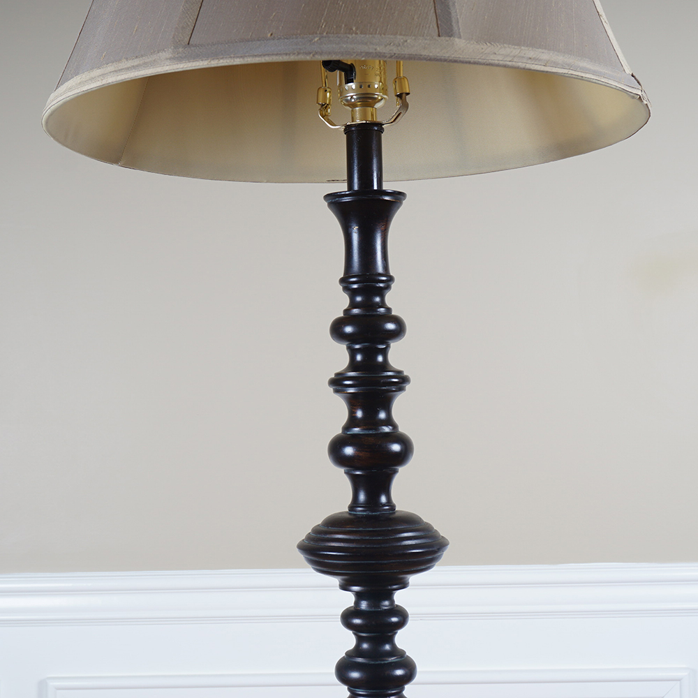 Black Bobbin Turned Floor Lamp