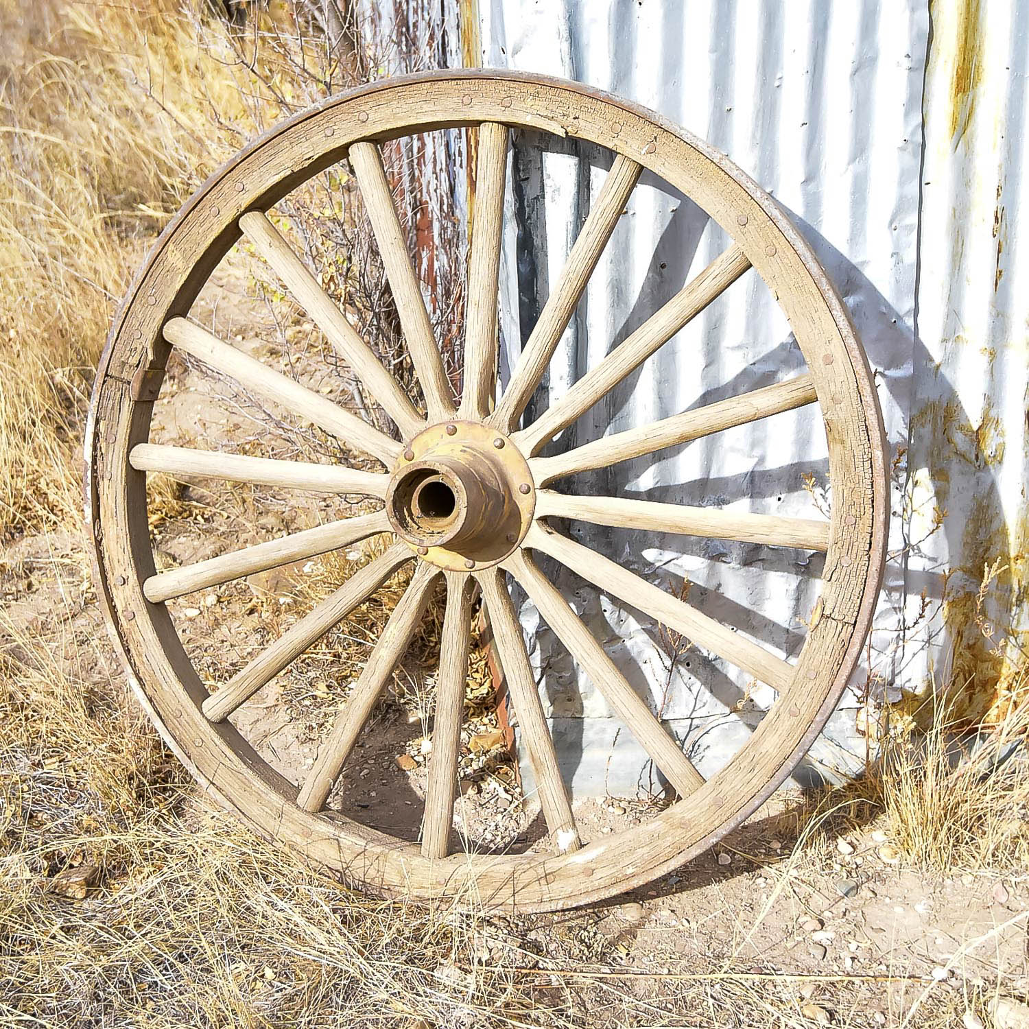 Antique Wood & Iron Wagon Wheel
