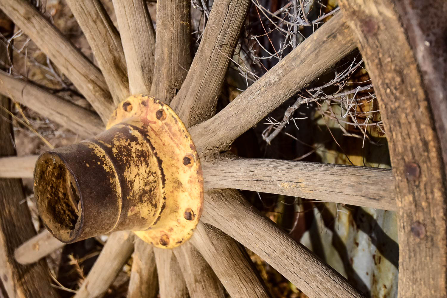 Antique Wood and Iron Wagon Wheel